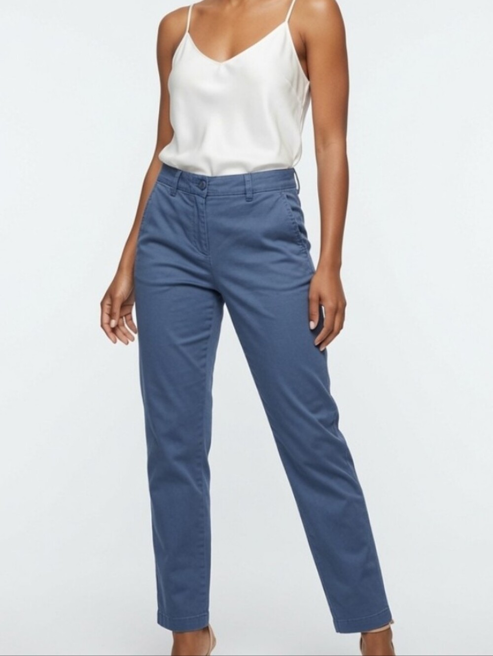 Eddie Bauer Straight-Leg Cotton Boyfriend Pants in Slate Blue ( Size:8)